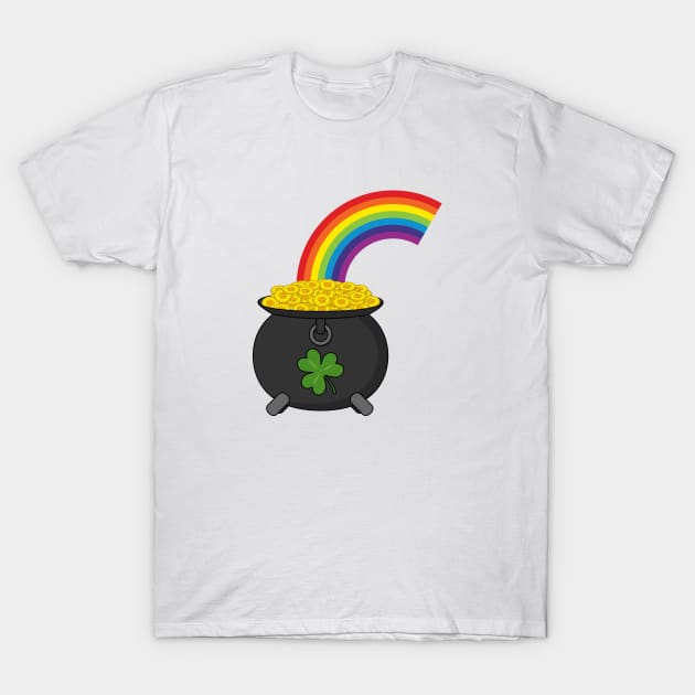 Pot of Gold Rainbow Cartoon T-Shirt by BirdAtWork